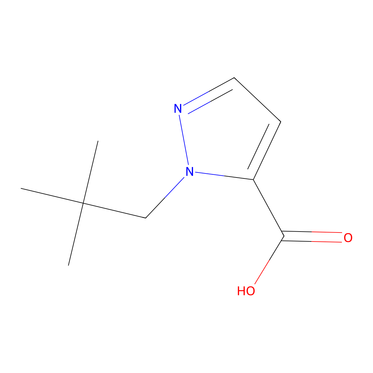 1-(2,2-Dimethylpropyl)-1H-pyrazole-5-carboxylic acid molecular structure, CAS 1784486-56-1