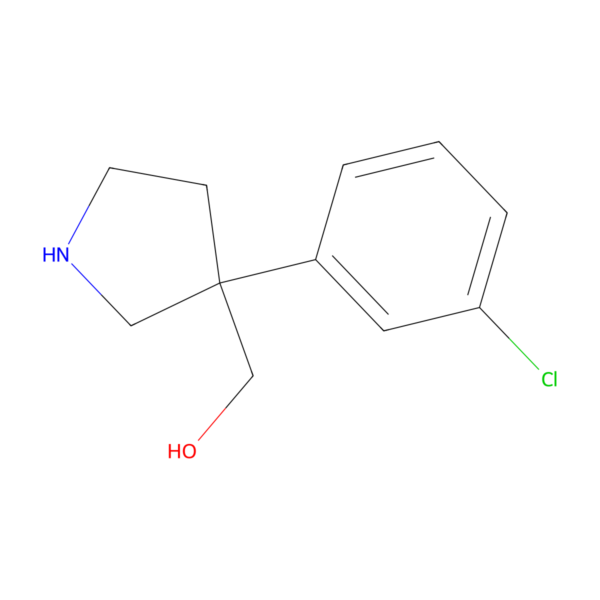 (3-(3-Chlorophenyl)pyrrolidin-3-yl)methanol molecular structure, CAS 1784504-21-7
