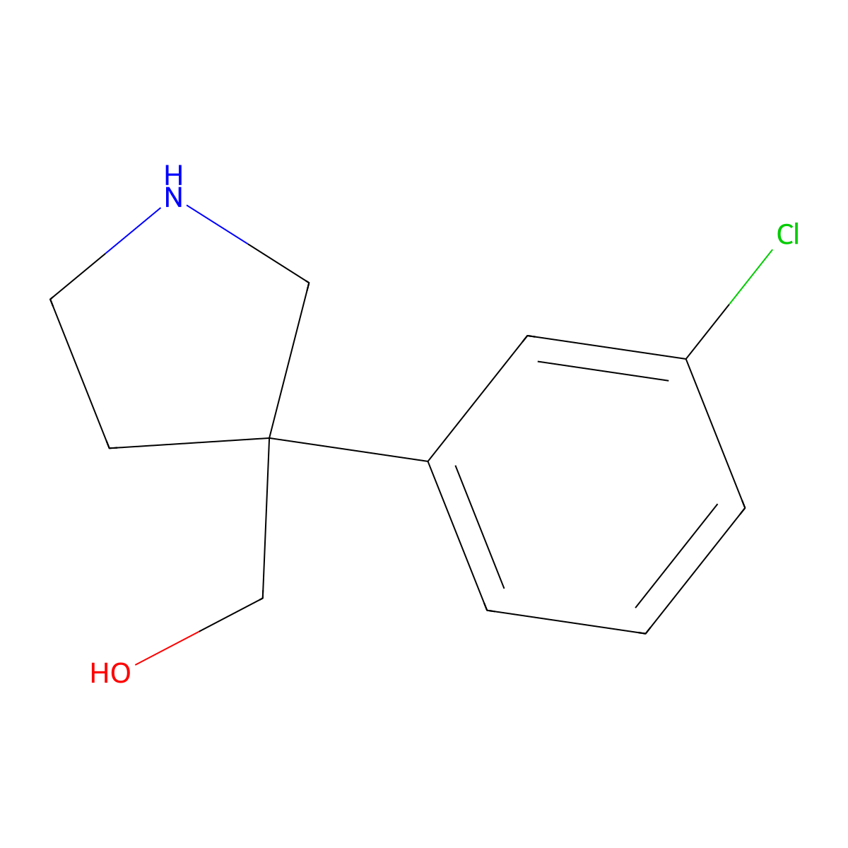 (3-(3-Chlorophenyl)pyrrolidin-3-yl)methanol molecular structure, CAS 1784504-21-7