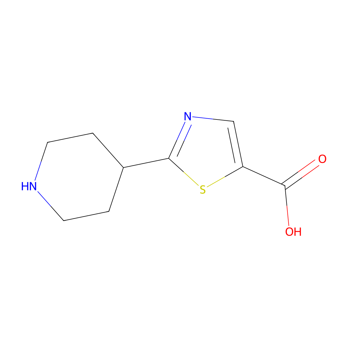2-(Piperidin-4-yl)-1,3-thiazole-5-carboxylic acid molecular structure, CAS 1784506-13-3
