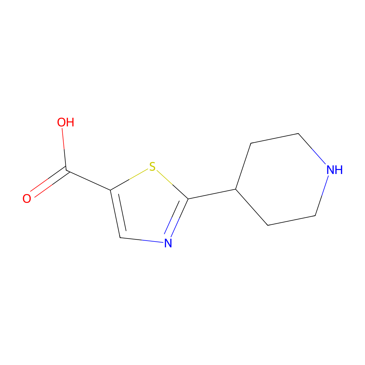 2-(Piperidin-4-yl)-1,3-thiazole-5-carboxylic acid molecular structure, CAS 1784506-13-3