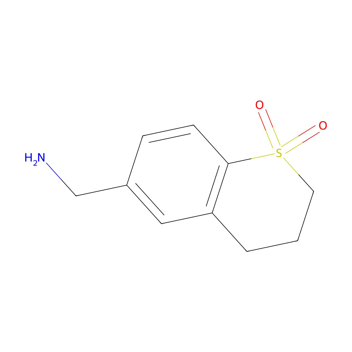 6-(aminomethyl)-3,4-dihydro-2H-1lambda6-benzothiopyran-1,1-dione molecular structure, CAS 1784507-28-3