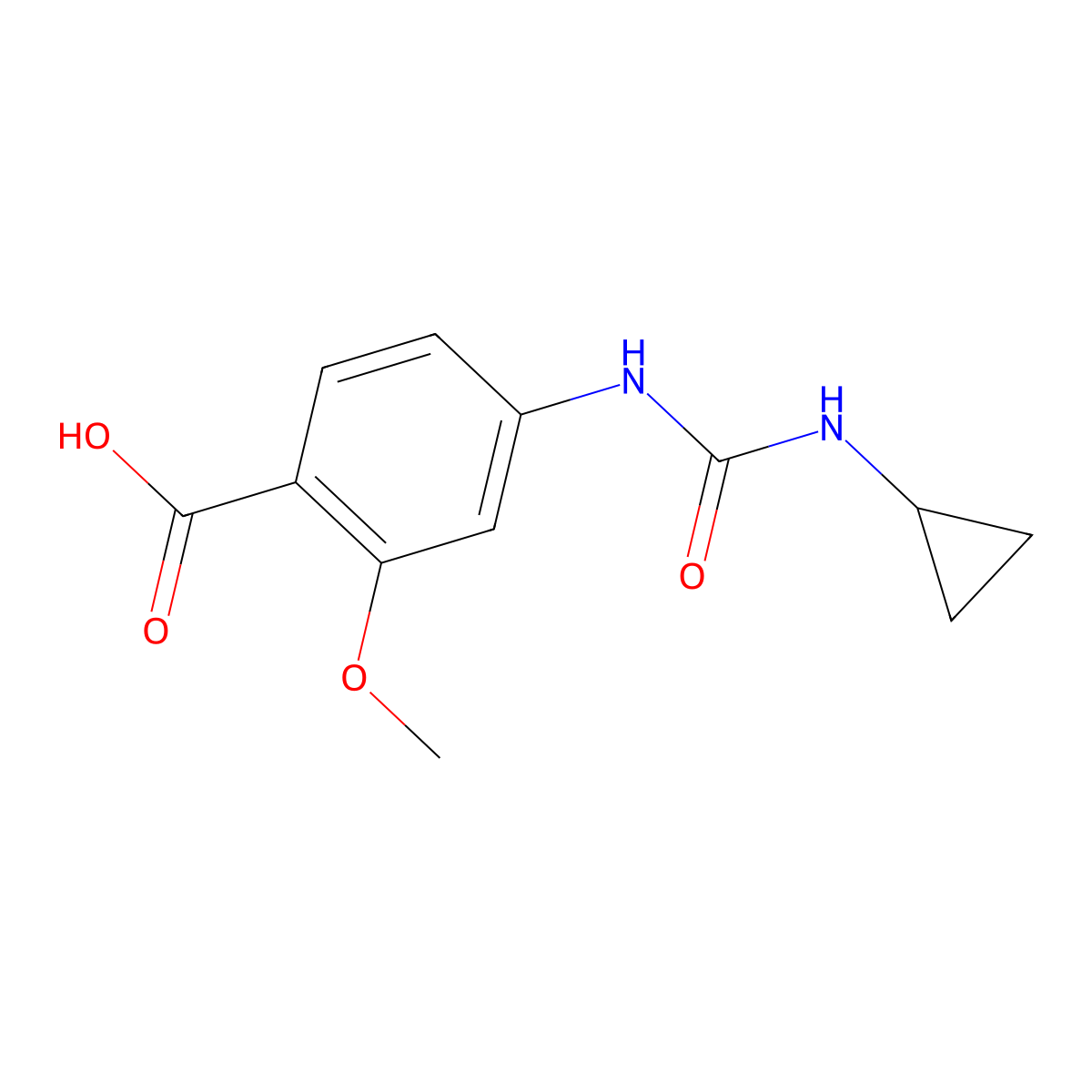 4-[(Cyclopropylcarbamoyl)amino]-2-methoxybenzoic acid molecular structure, CAS 1784508-79-7