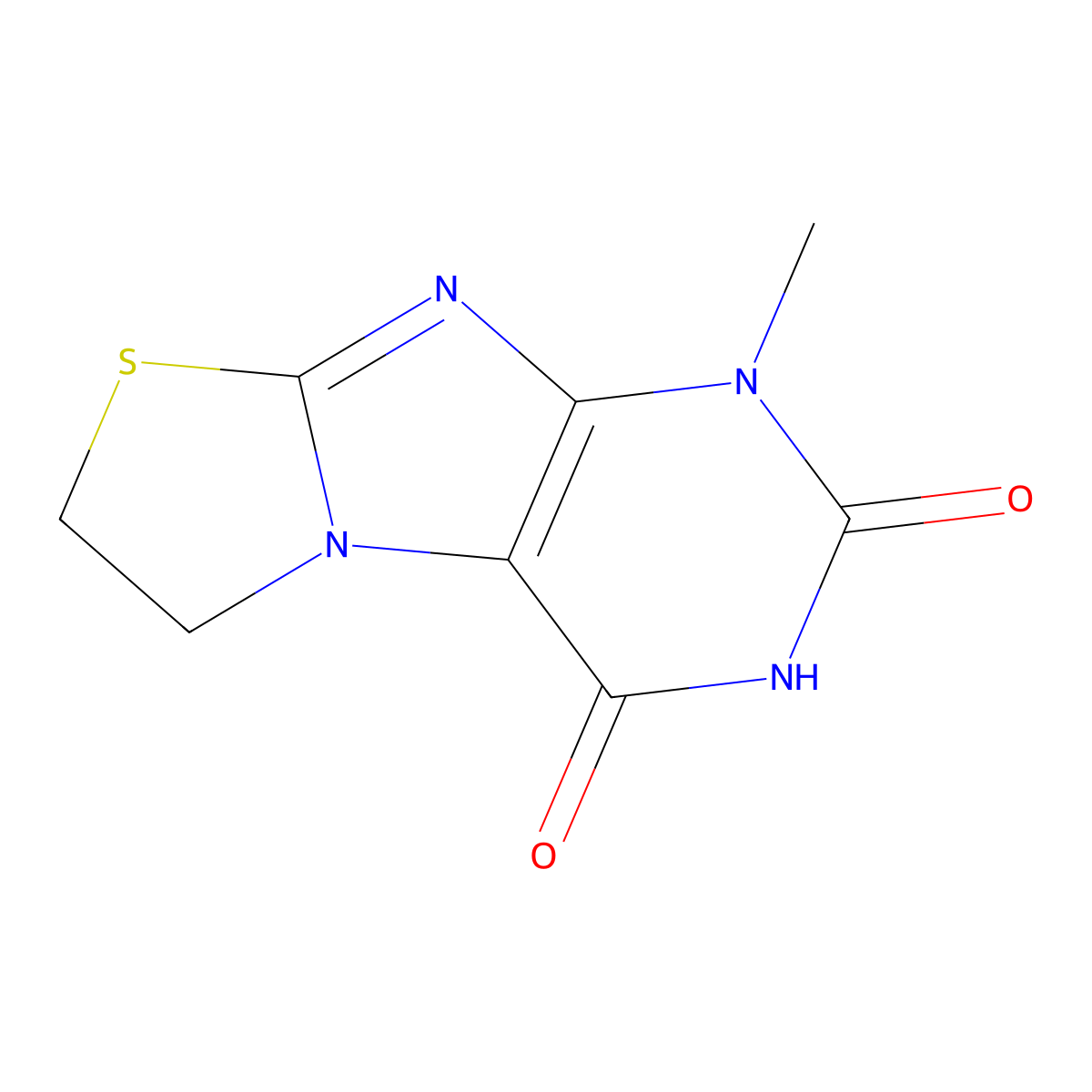 1-Methyl-6,7-dihydro[1,3]thiazolo[2,3-f]purine-2,4(1H,3H)-dione molecular structure, CAS 178452-87-4