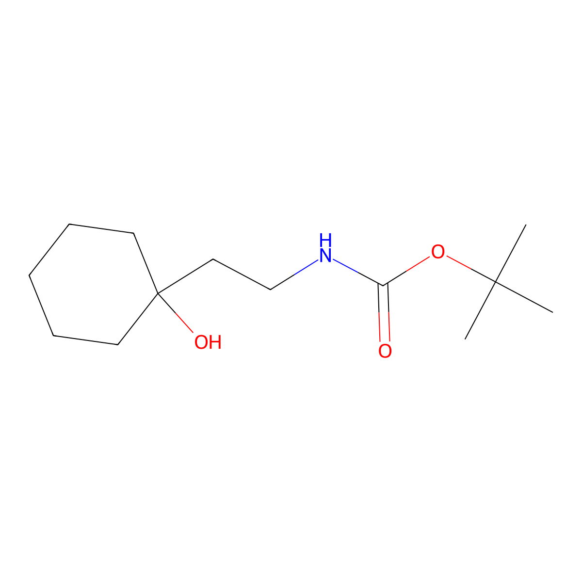 tert-butyl N-[2-(1-hydroxycyclohexyl)ethyl]carbamate molecular structure, CAS 1784526-31-3