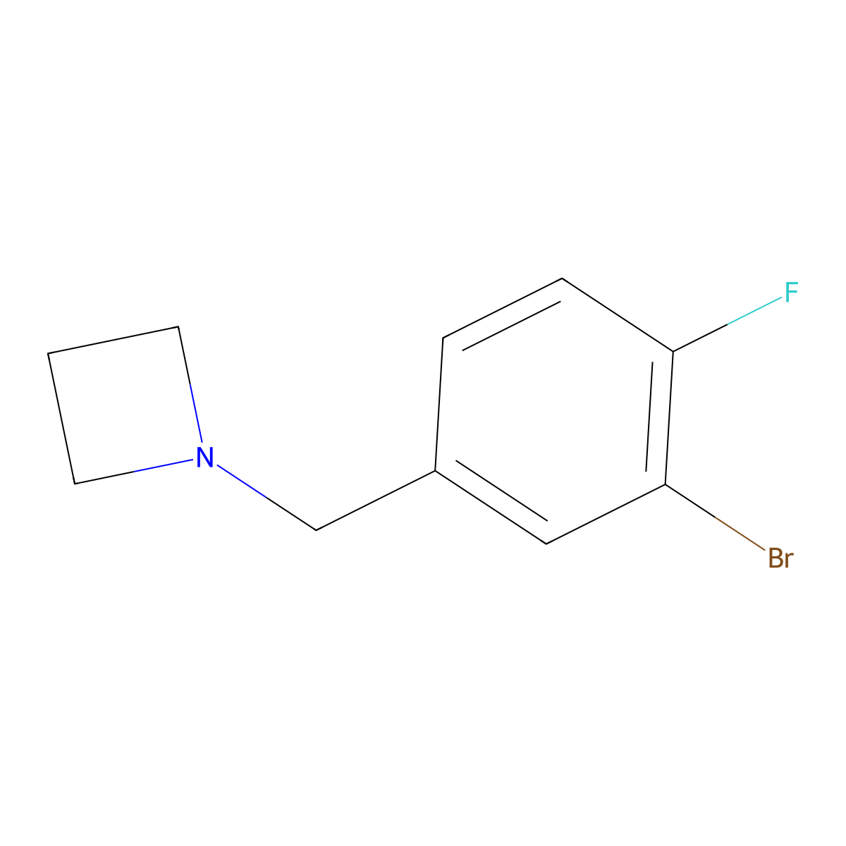 1-[(3-Bromo-4-fluorophenyl)methyl]azetidine molecular structure, CAS 1784528-29-5