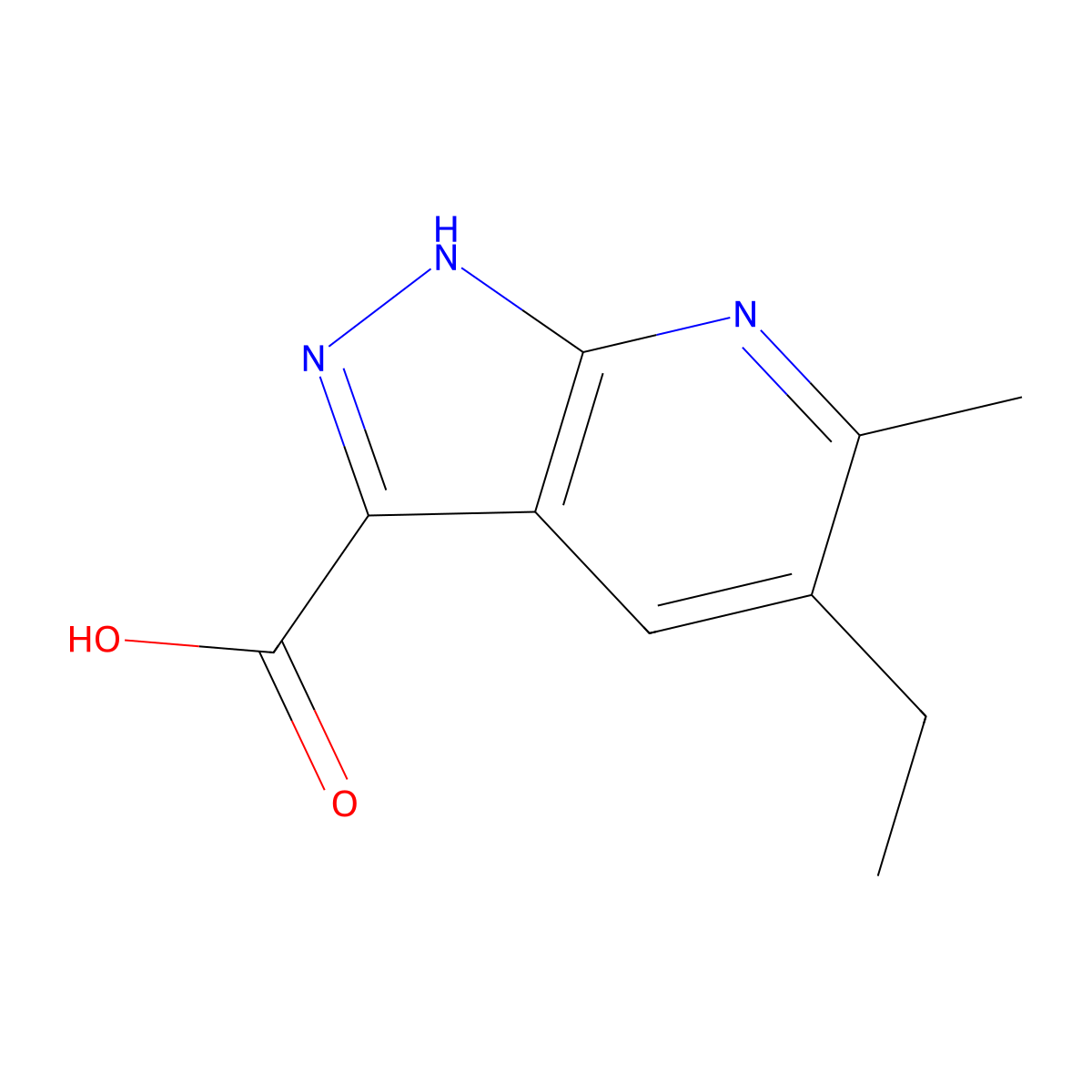5-Ethyl-6-methyl-1H-pyrazolo[3,4-b]pyridine-3-carboxylic acid molecular structure, CAS 1784533-49-8