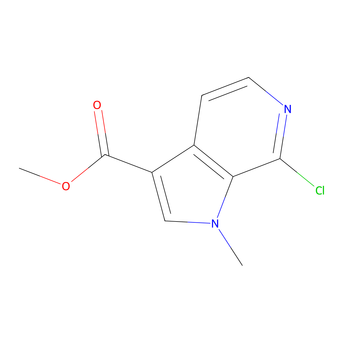 methyl 7-chloro-1-methyl-1H-pyrrolo(2,3-c)pyridine-3-carboxylate molecular structure, CAS 1784537-50-3