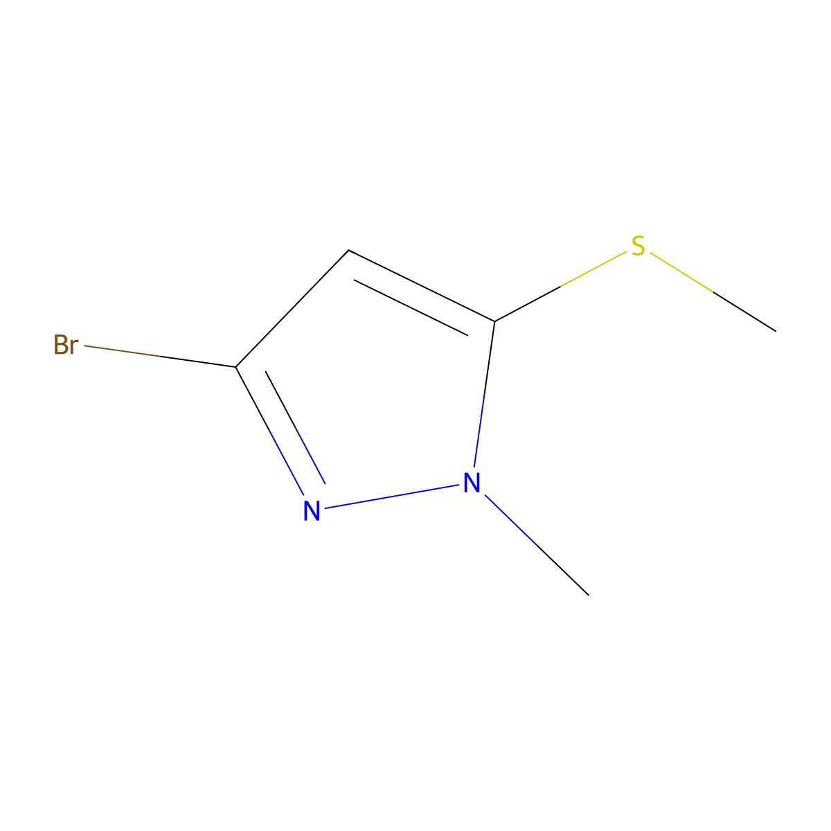 3-bromo-1-methyl-5-(methylsulfanyl)-1H-pyrazole molecular structure, CAS 1784539-01-0