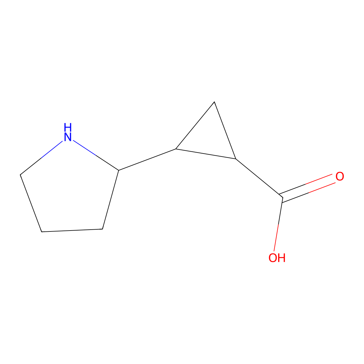 2-(Pyrrolidin-2-yl)cyclopropane-1-carboxylic acid molecular structure, CAS 1784539-51-0