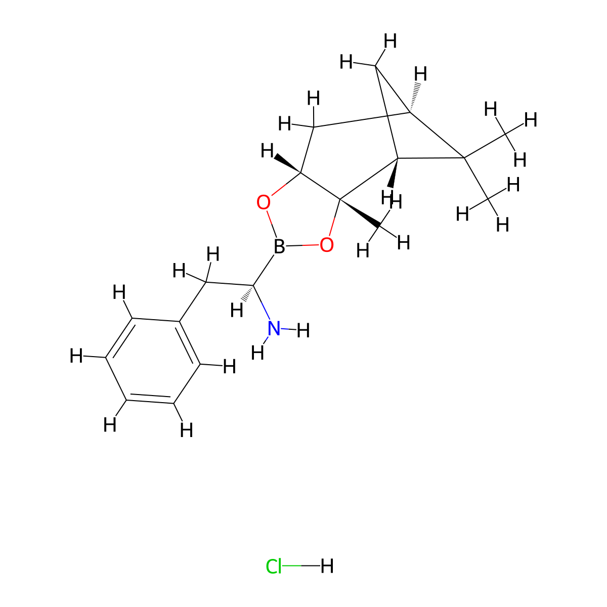 (1R)-2-phenyl-1-[(1R,2S,6R,8R)-2,9,9-trimethyl-3,5-dioxa-4-boratricyclo[6.1.1.02,6]decan-4-yl]ethanamine;hydrochloride molecular structure, CAS 178455-03-3