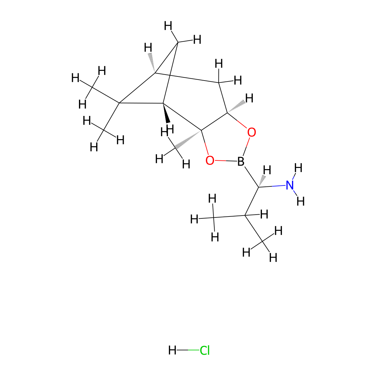 (R)-2-methyl-1-((3aS,4S,6S,7aR)-3a,5,5-trimethylhexahydro-4,6-methanobenzo[d][1,3,2]dioxaborol-2-yl)propan-1-amine hydrochloride molecular structure, CAS 178455-04-4