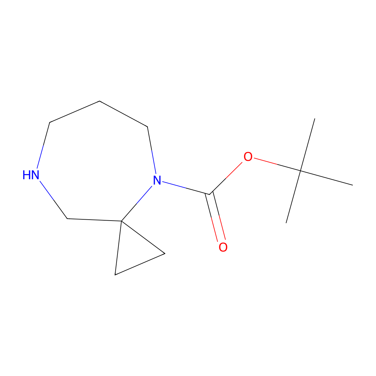 Tert-butyl 4,8-diazaspiro(2.6)nonane-4-carboxylate molecular structure, CAS 1784552-96-0