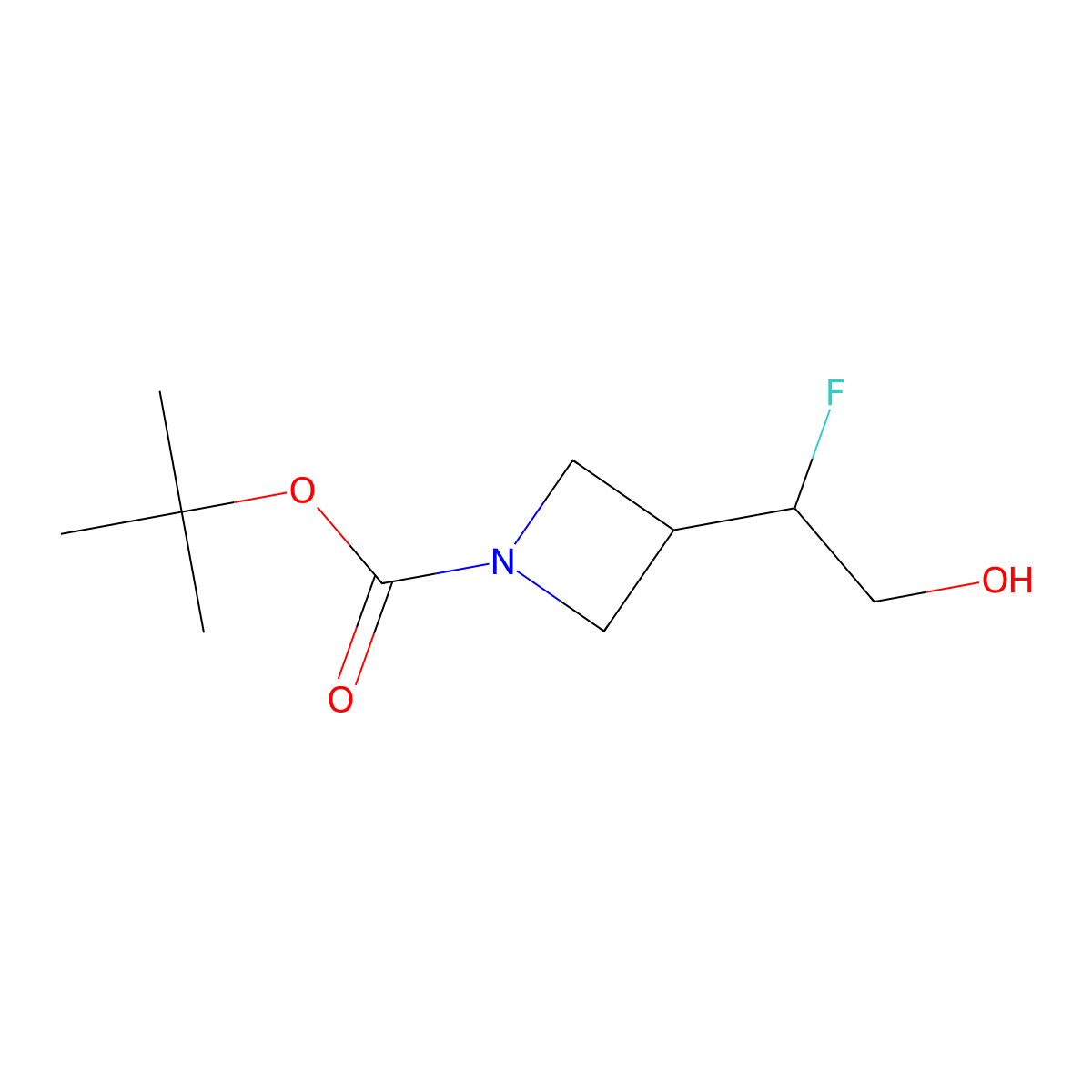 Tert-butyl 3-(1-fluoro-2-hydroxyethyl)azetidine-1-carboxylate molecular structure, CAS 1784559-60-9