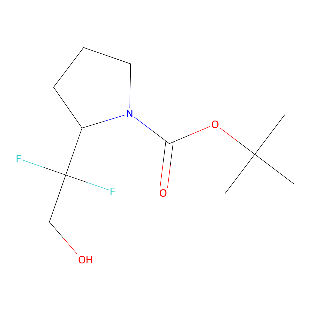 Tert-butyl 2-(1,1-difluoro-2-hydroxyethyl)pyrrolidine-1-carboxylate molecular structure, CAS 1784563-31-0