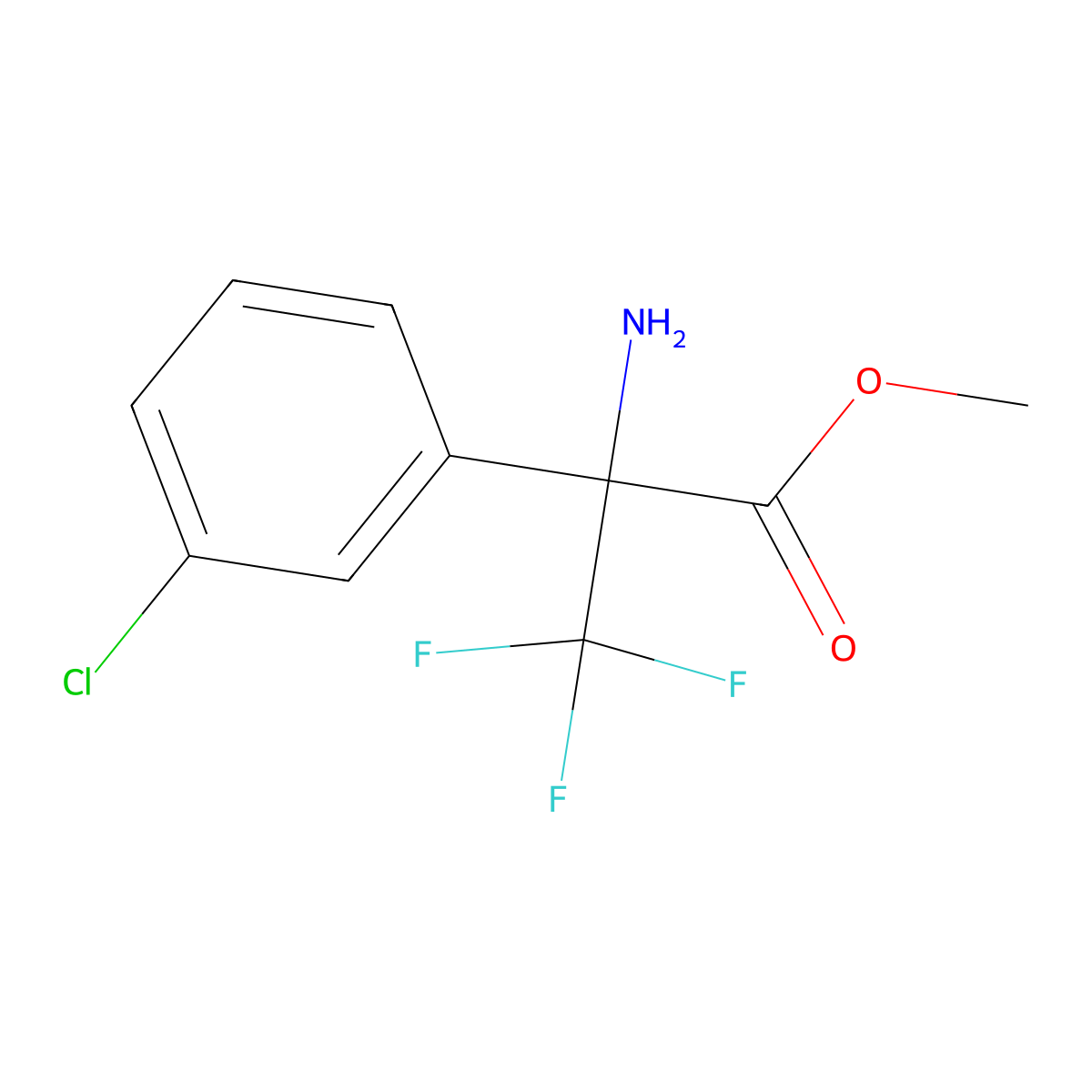 Methyl 2-amino-2-(3-chlorophenyl)-3,3,3-trifluoropropanoate molecular structure, CAS 1784564-31-3