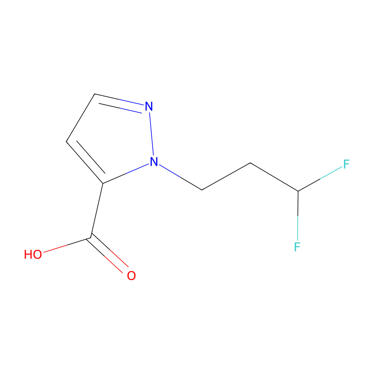 2-(3,3-Difluoropropyl)pyrazole-3-carboxylic acid molecular structure, CAS 1784571-39-6