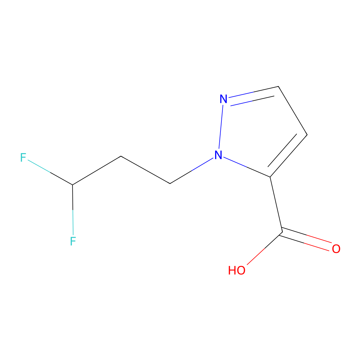 2-(3,3-Difluoropropyl)pyrazole-3-carboxylic acid molecular structure, CAS 1784571-39-6