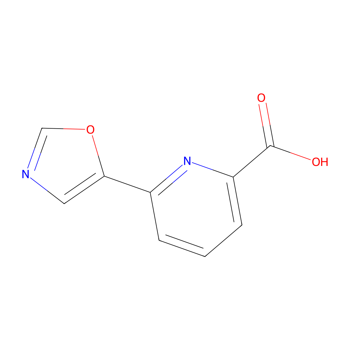6-(1,3-Oxazol-5-yl)pyridine-2-carboxylicacid molecular structure, CAS 1784571-54-5