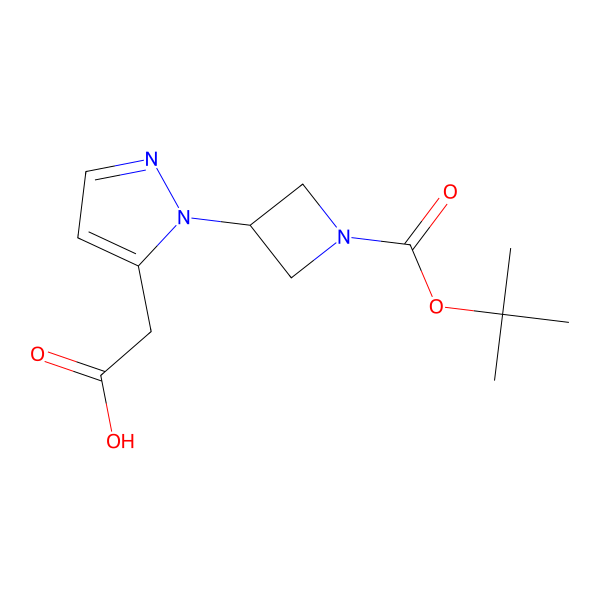 2-(1-{1-[(tert-butoxy)carbonyl]azetidin-3-yl}-1H-pyrazol-5-yl)acetic acid molecular structure, CAS 1784572-08-2