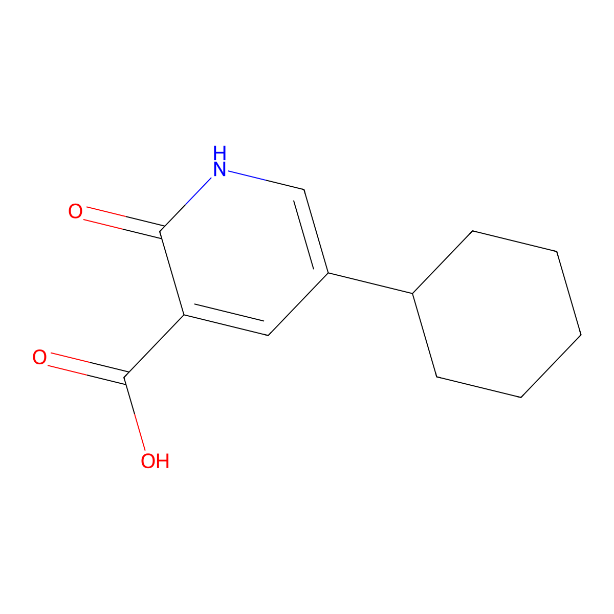 5-Cyclohexyl-2-oxo-1,2-dihydropyridine-3-carboxylic acid molecular structure, CAS 1784575-76-3