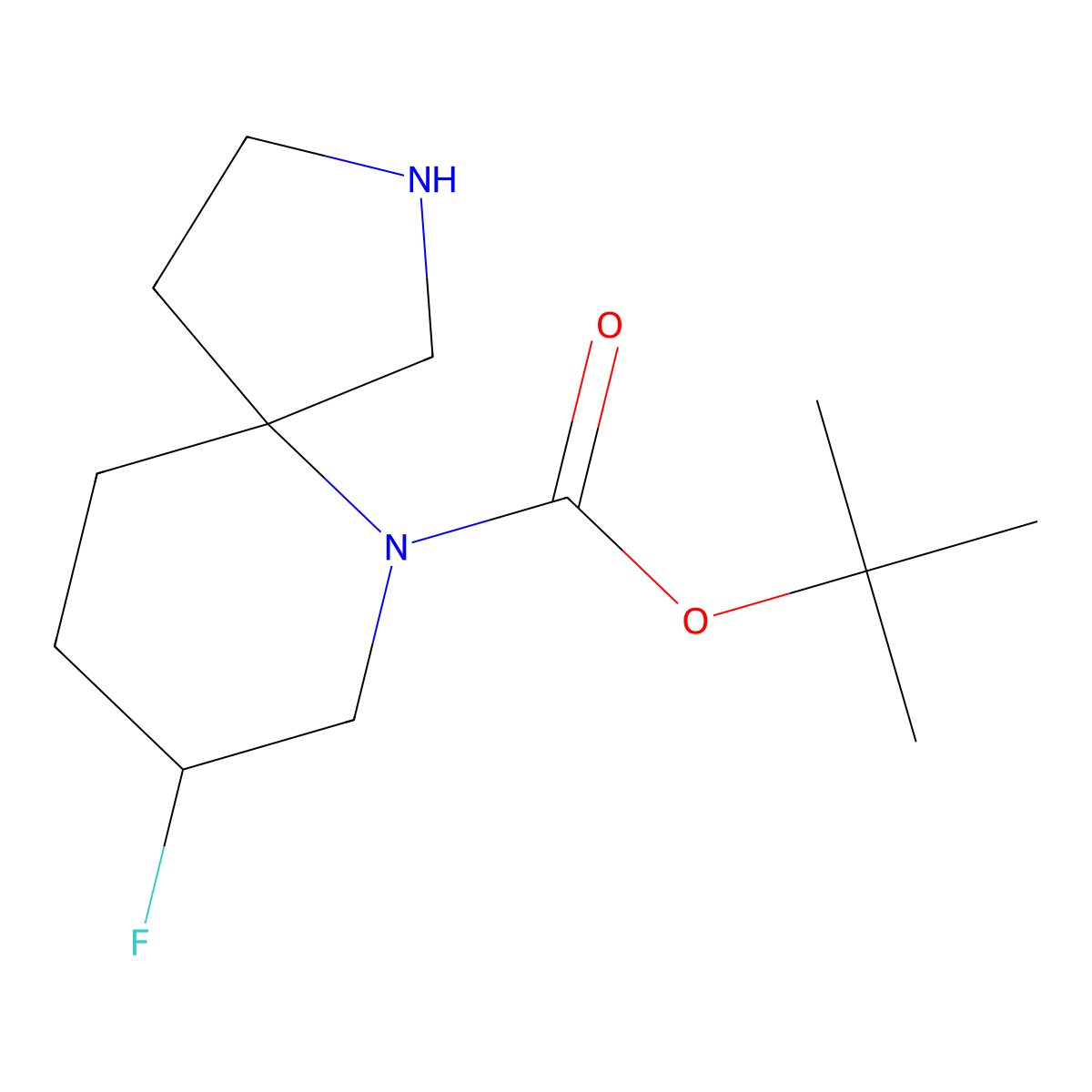 tert-Butyl 8-fluoro-2,6-diazaspiro[4.5]decane-6-carboxylate molecular structure, CAS 1784579-28-7
