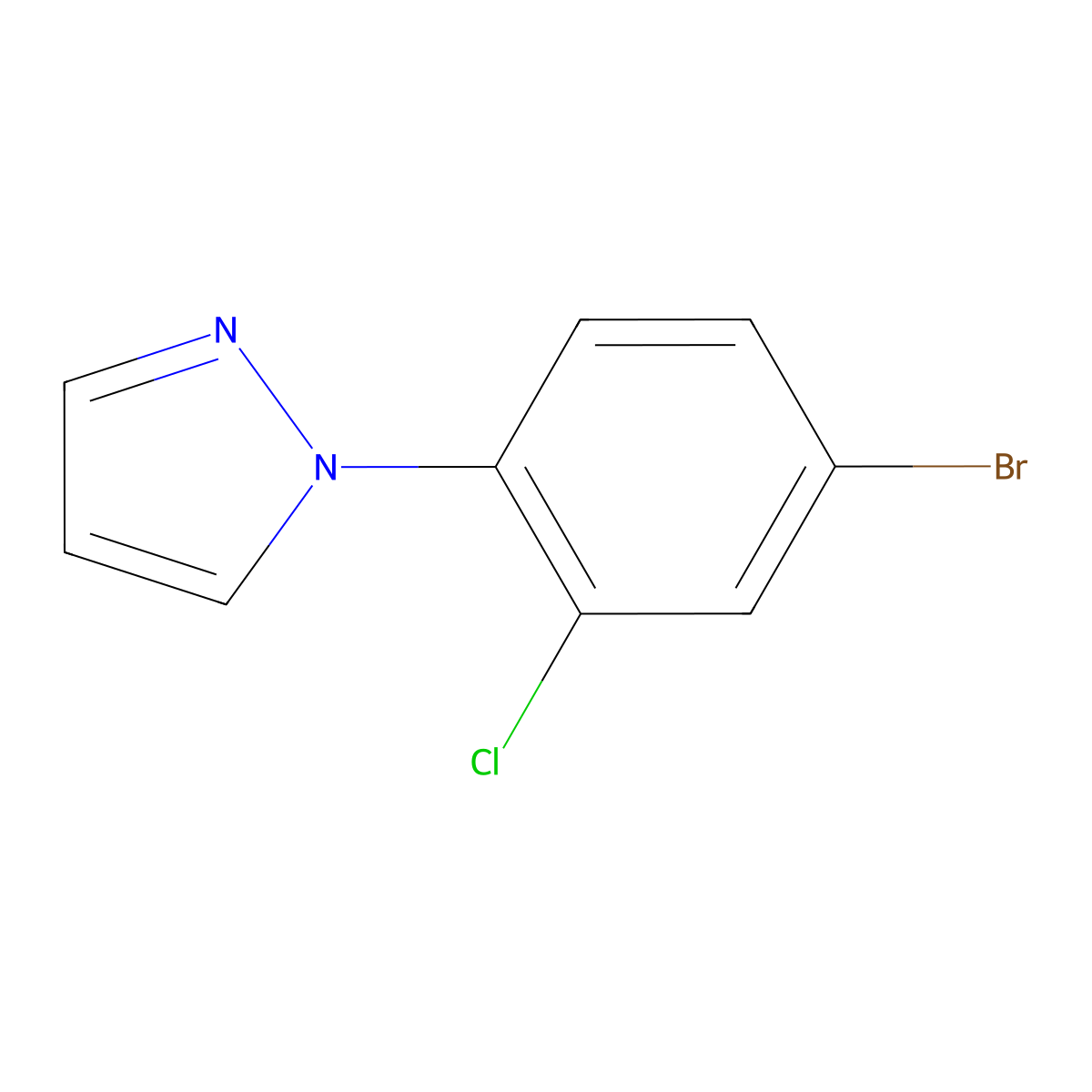 1-(4-bromo-2-chlorophenyl)-1H-pyrazole molecular structure, CAS 1784581-61-8