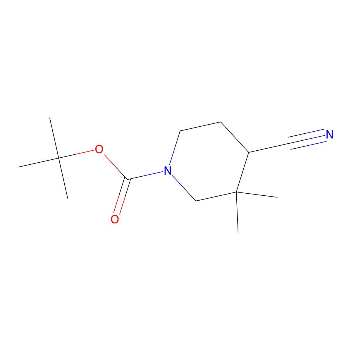 tert-Butyl 4-cyano-3,3-dimethylpiperidine-1-carboxylate molecular structure, CAS 1784586-80-6