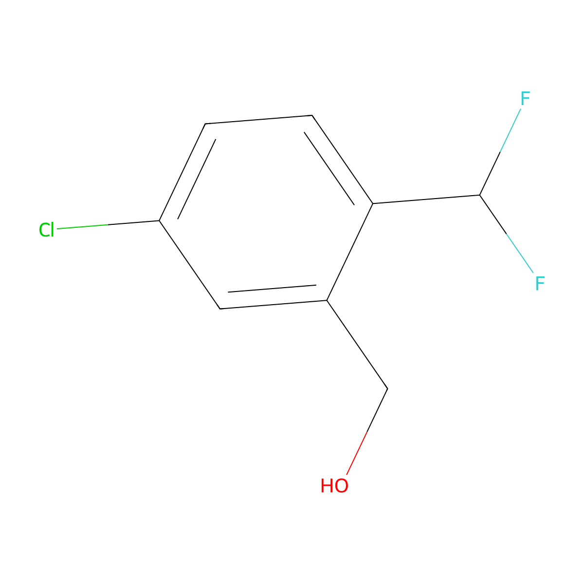 (5-Chloro-2-(difluoromethyl)phenyl)methanol molecular structure, CAS 1784592-44-4