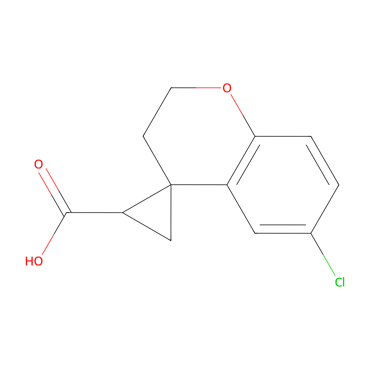 6-Chlorospiro[chromane-4,1'-cyclopropane]-2'-carboxylic acid molecular structure, CAS 1784597-50-7
