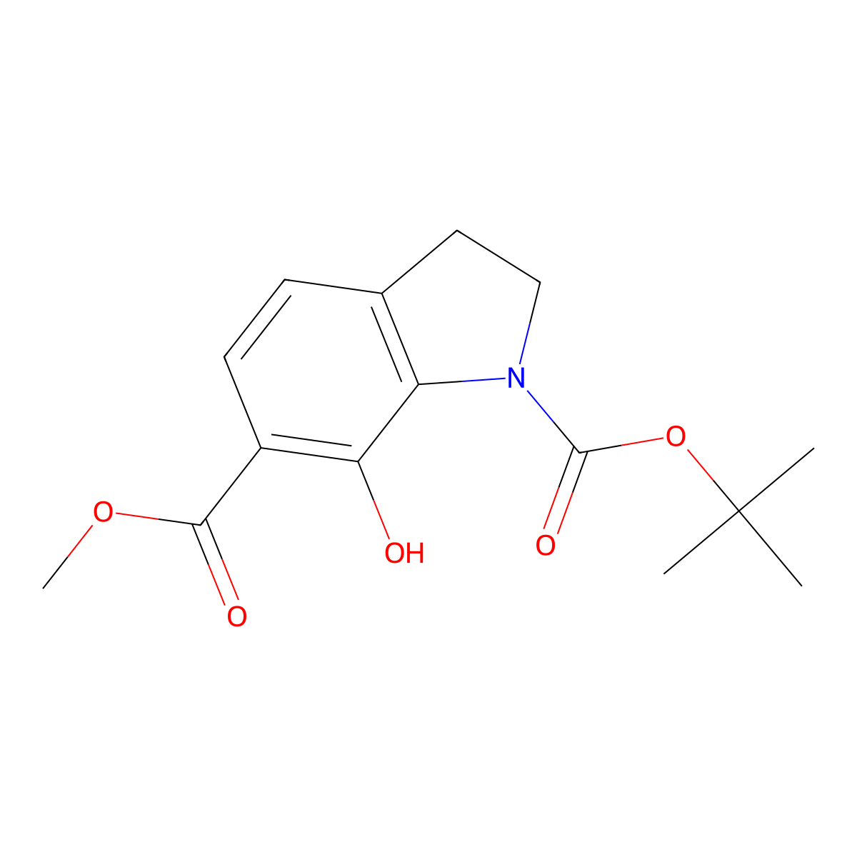 1-tert-butyl 6-methyl 7-hydroxy-2,3-dihydro-1H-indole-1,6-dicarboxylate molecular structure, CAS 1784603-74-2