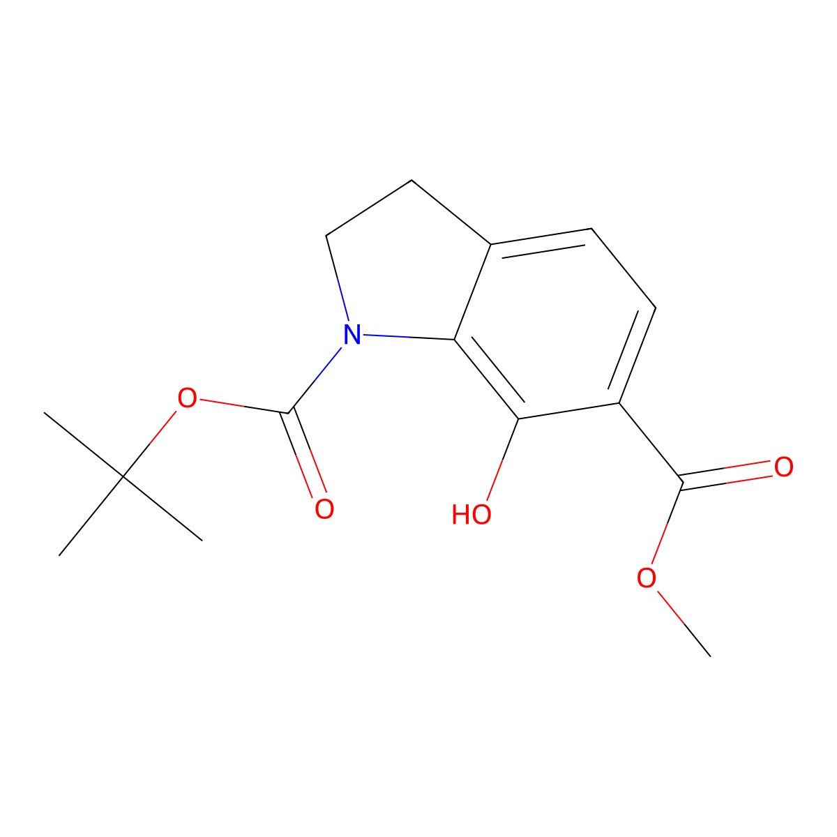 1-tert-butyl 6-methyl 7-hydroxy-2,3-dihydro-1H-indole-1,6-dicarboxylate molecular structure, CAS 1784603-74-2