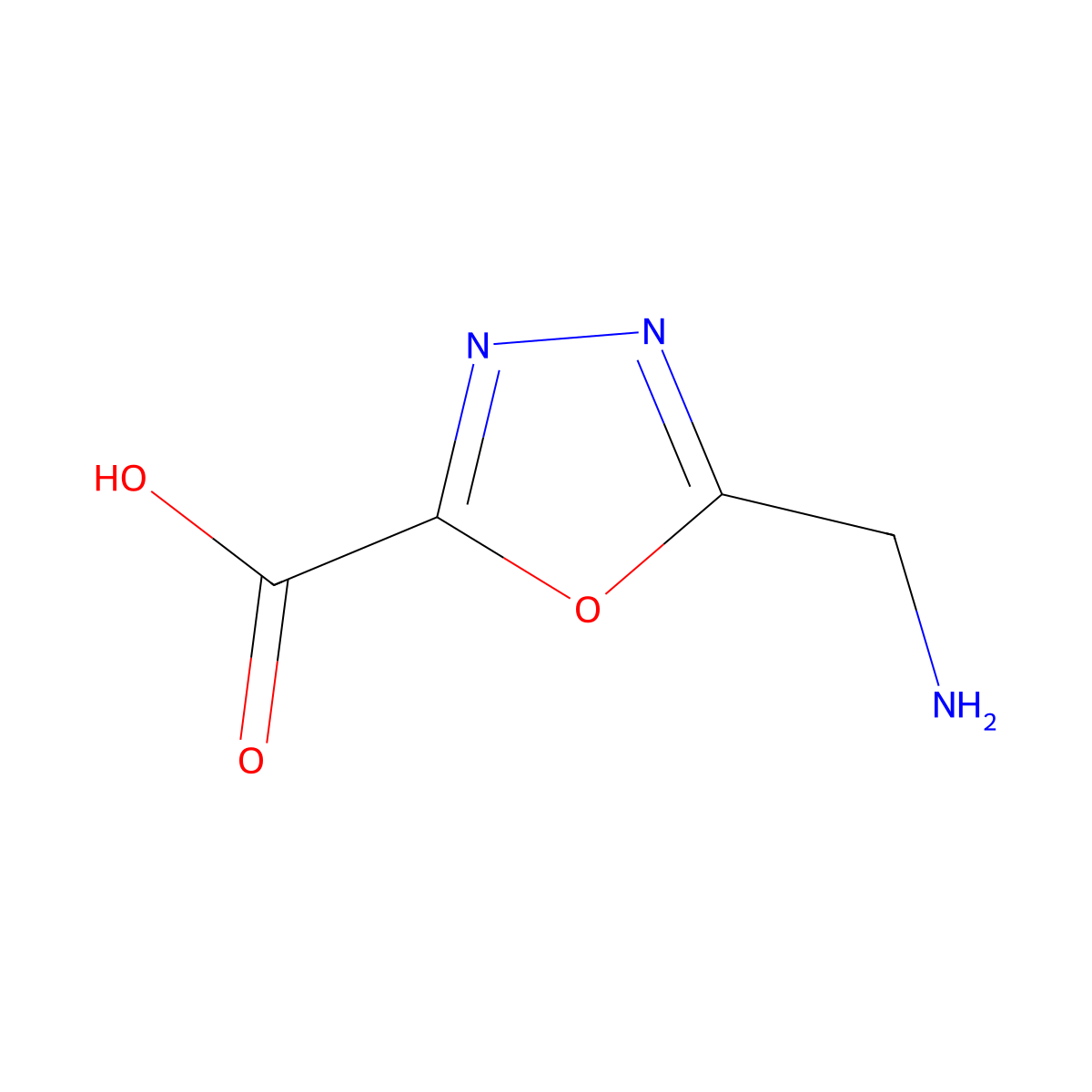 5-(aminomethyl)-1,3,4-oxadiazole-2-carboxylic Acid molecular structure, CAS 1784607-76-6
