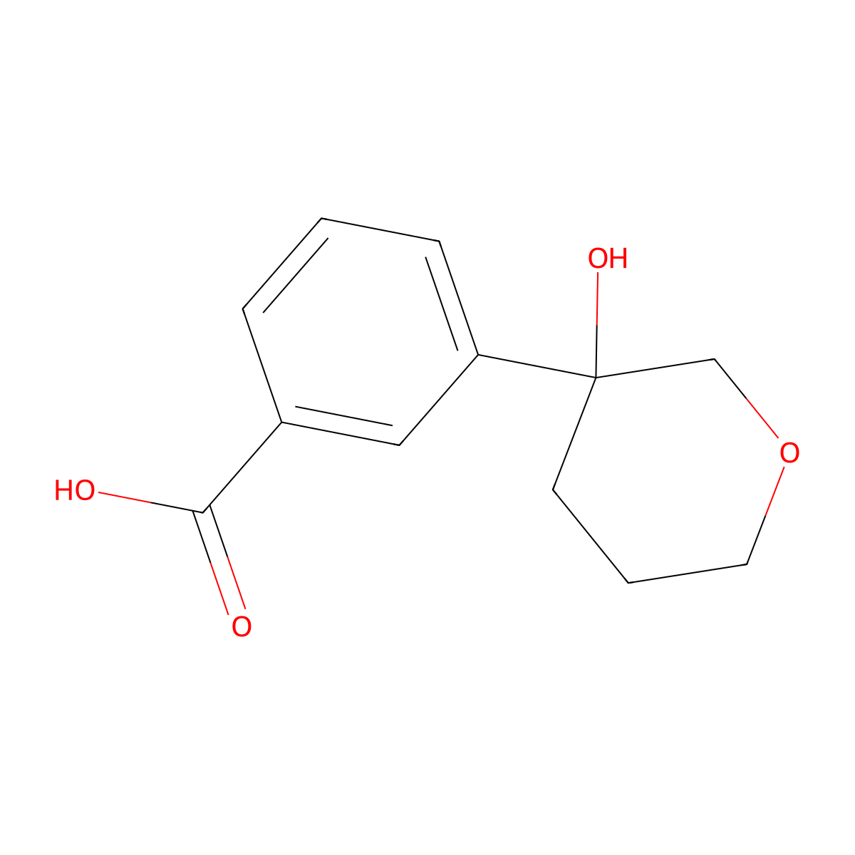 3-(3-Hydroxyoxan-3-yl)benzoic acid molecular structure, CAS 1784607-79-9
