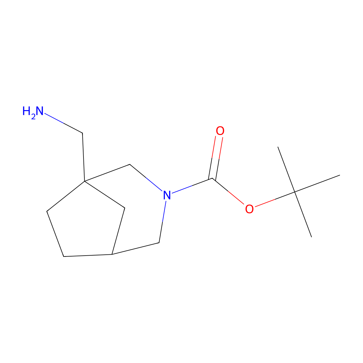 Tert-butyl 1-(aminomethyl)-3-azabicyclo[3.2.1]octane-3-carboxylate molecular structure, CAS 1784612-42-5