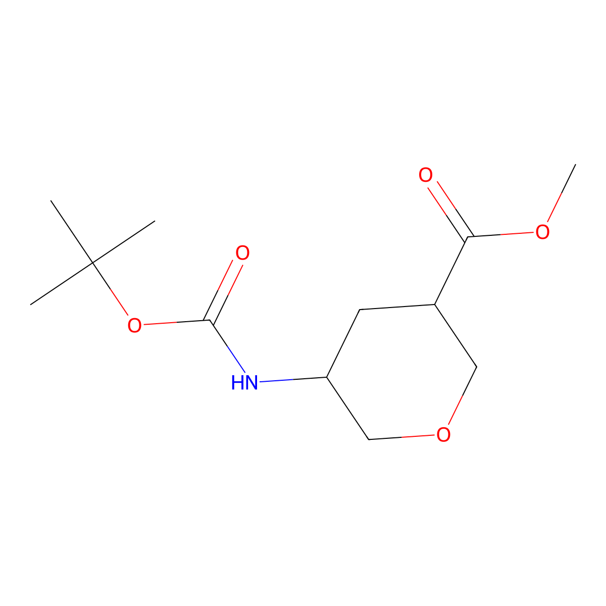 Methyl 5-((tert-butoxycarbonyl)amino)tetrahydro-2H-pyran-3-carboxylate molecular structure, CAS 1784612-45-8