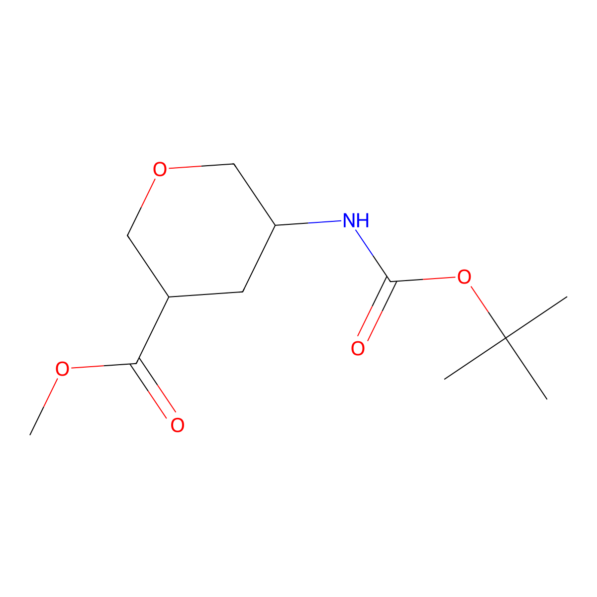 Methyl 5-((tert-butoxycarbonyl)amino)tetrahydro-2H-pyran-3-carboxylate molecular structure, CAS 1784612-45-8