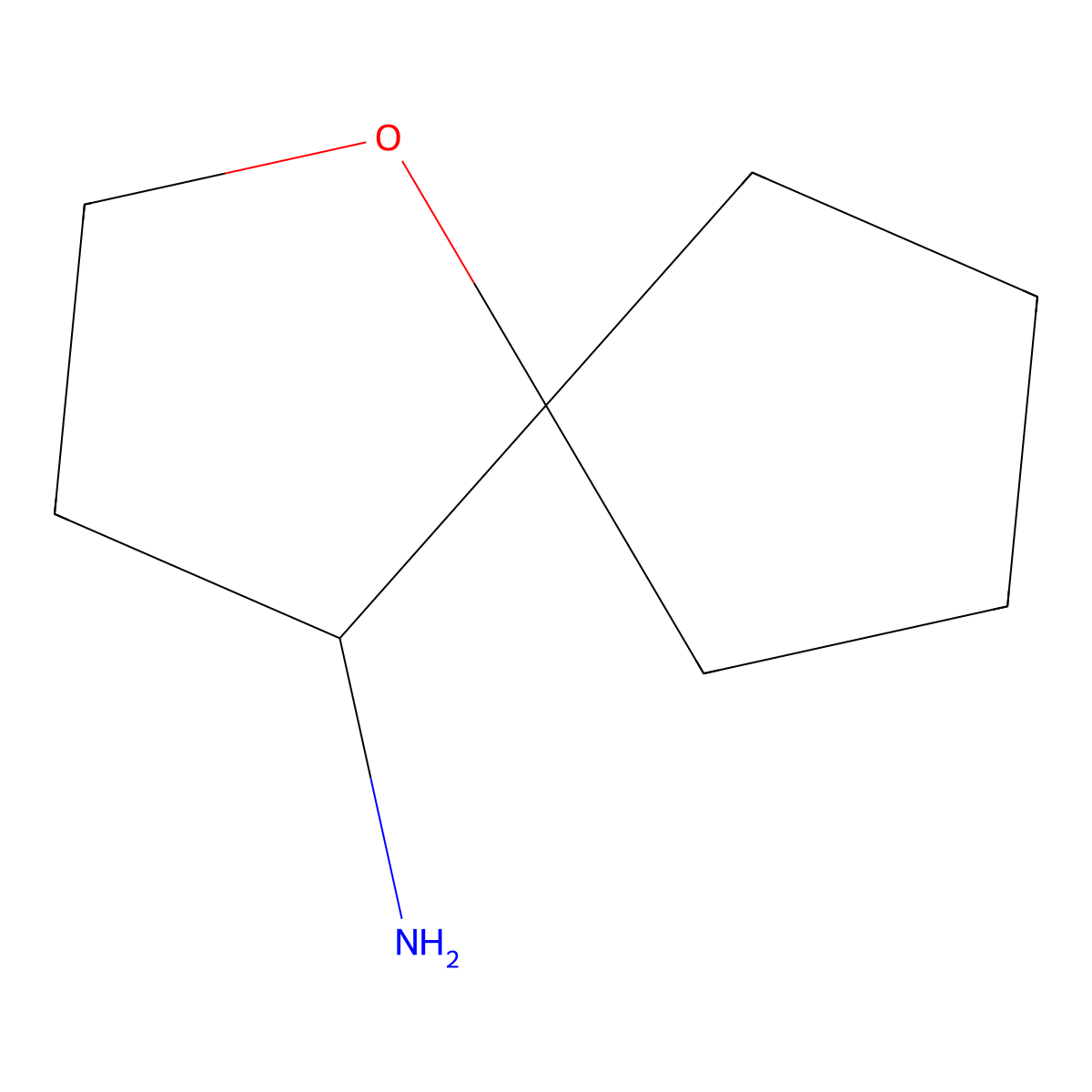 1-Oxaspiro(4.4)nonan-4-amine molecular structure, CAS 1784613-12-2