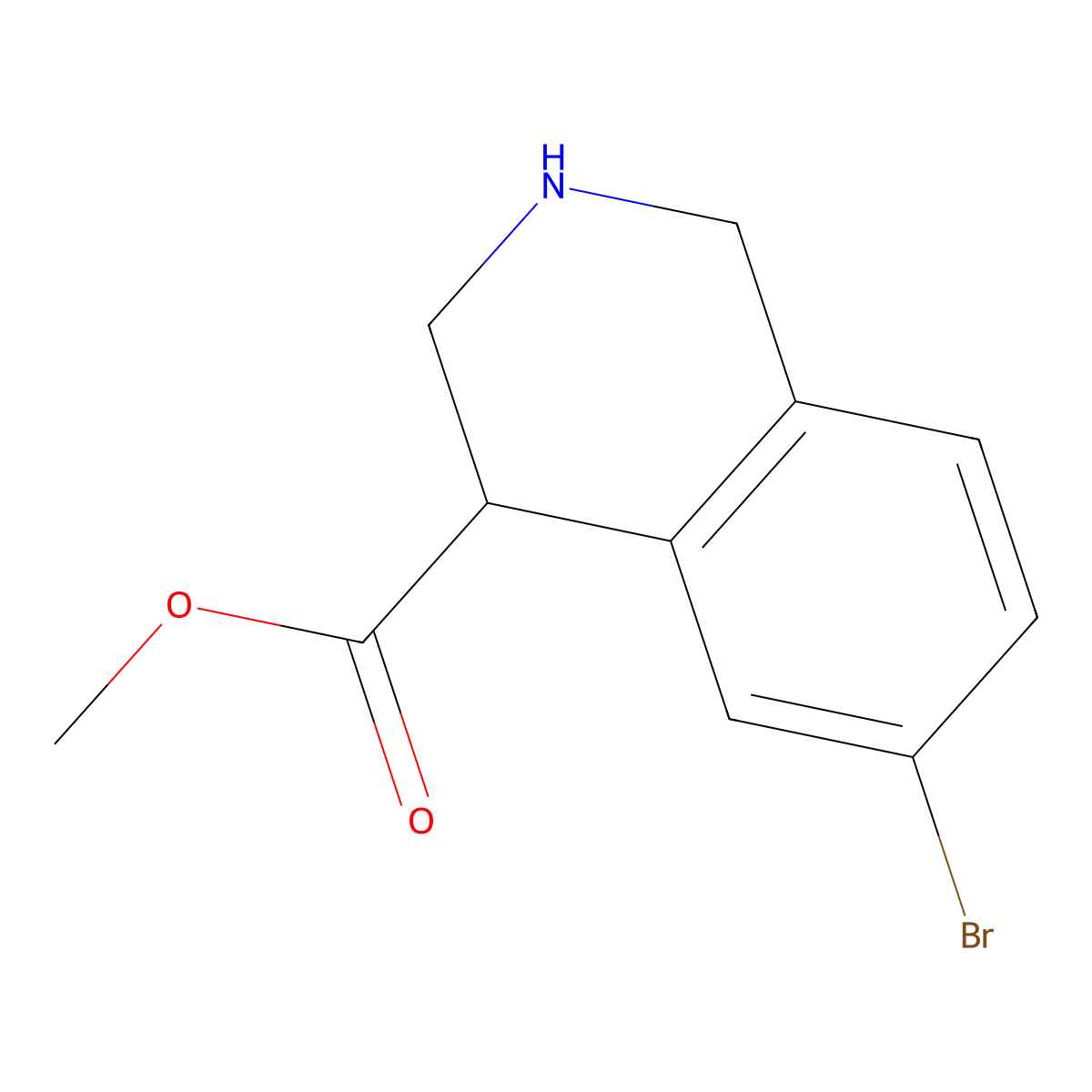 Methyl 6-bromo-1,2,3,4-tetrahydroisoquinoline-4-carboxylate molecular structure, CAS 1784613-72-4