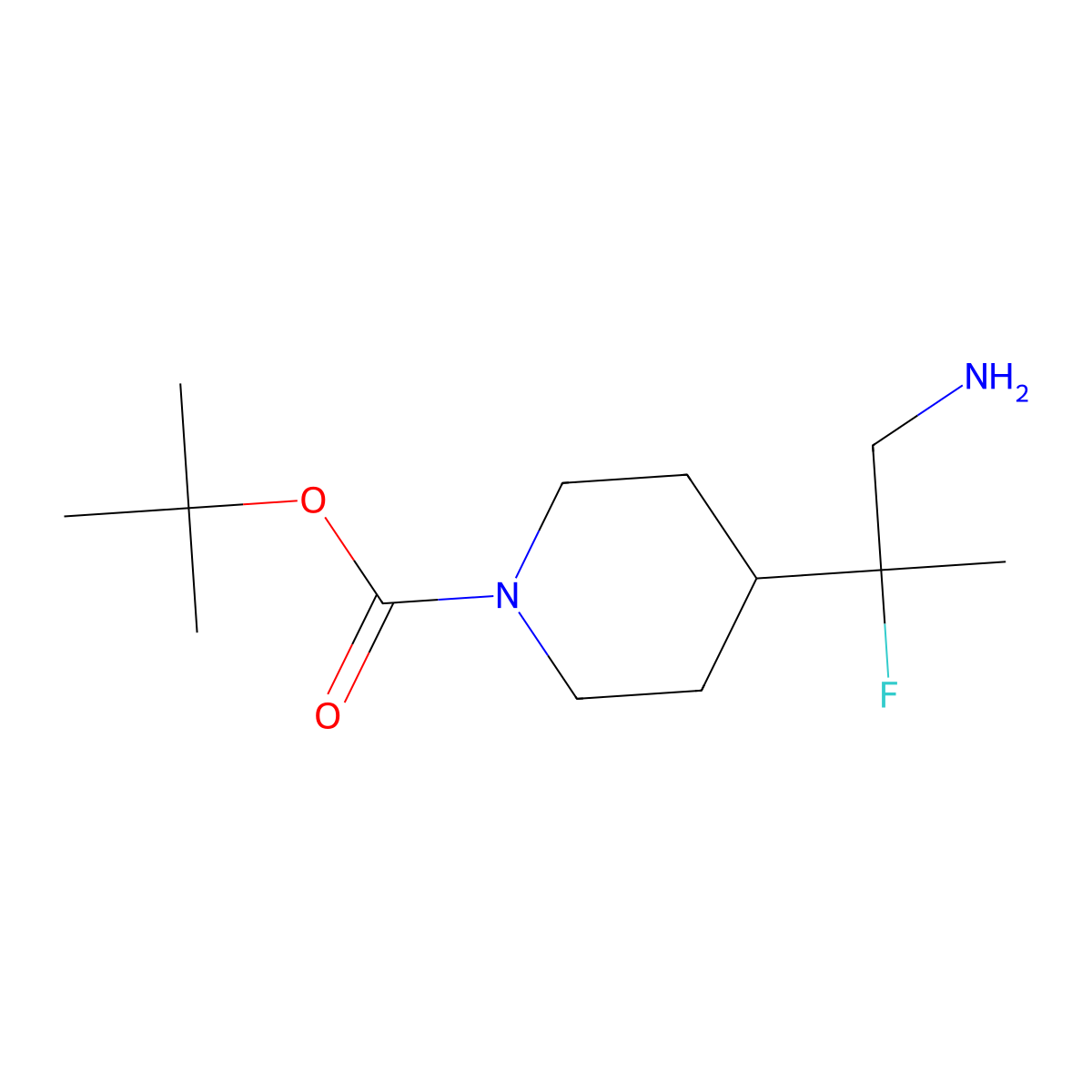 Tert-butyl 4-(1-amino-2-fluoropropan-2-yl)piperidine-1-carboxylate molecular structure, CAS 1784615-22-0
