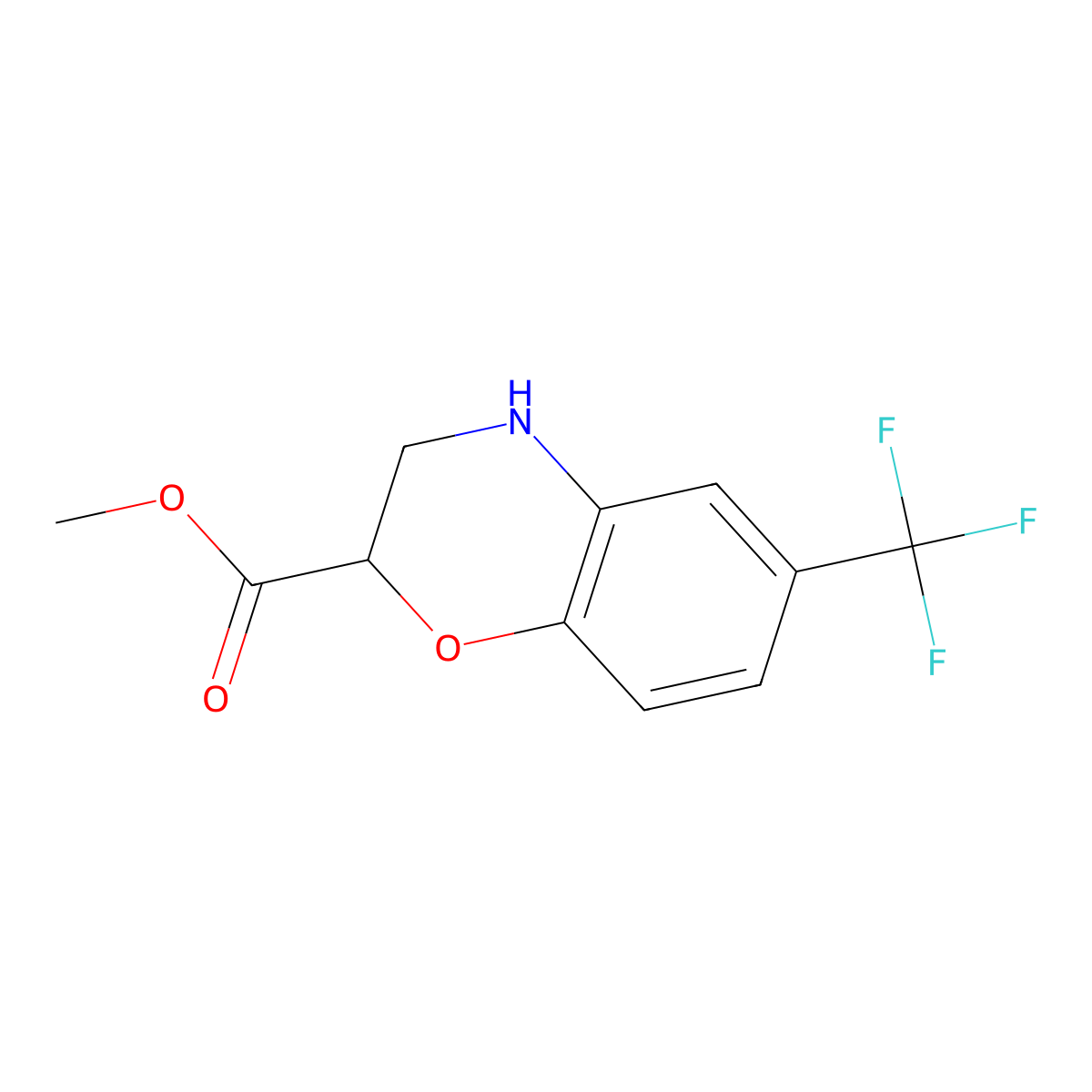 methyl 6-(trifluoromethyl)-3,4-dihydro-2H-1,4-benzoxazine-2-carboxylate molecular structure, CAS 1784617-01-1