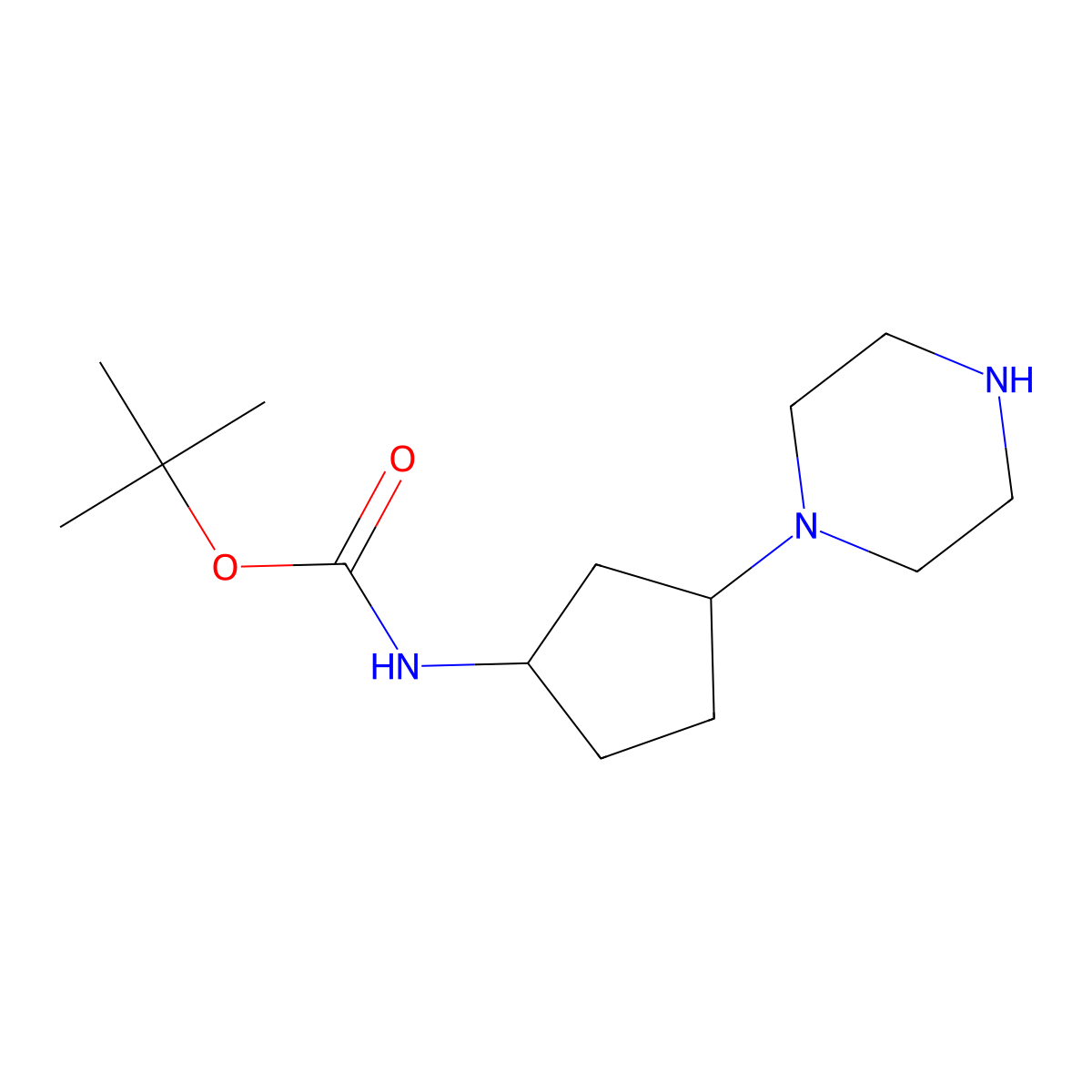 tert-butyl N-[3-(piperazin-1-yl)cyclopentyl]carbamate molecular structure, CAS 1784620-11-6