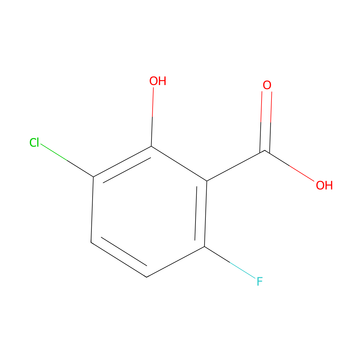 3-Chloro-6-fluoro-2-hydroxybenzoic acid molecular structure, CAS 1784624-98-1