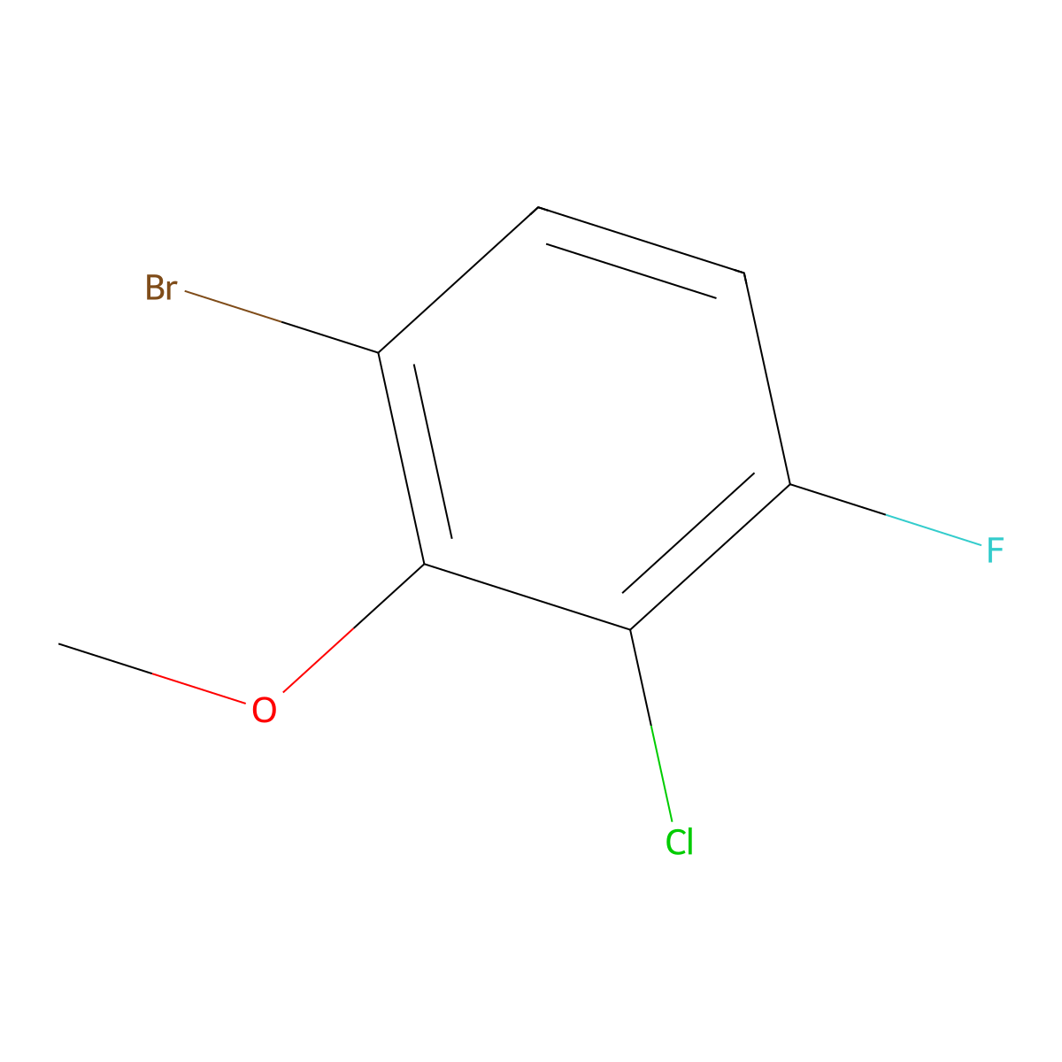 1-Bromo-3-chloro-4-fluoro-2-methoxybenzene molecular structure, CAS 1784628-47-2
