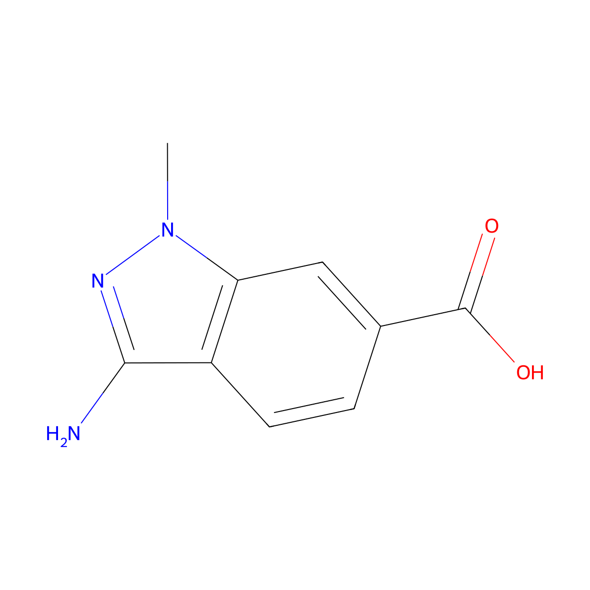 3-amino-1-methyl-1H-indazole-6-carboxylic acid molecular structure, CAS 1784639-15-1