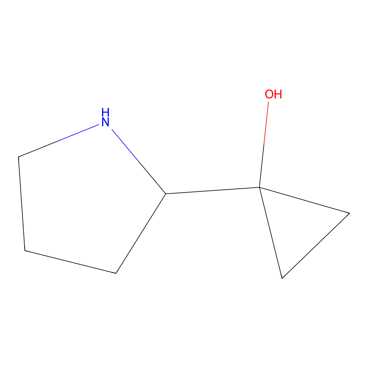 1-Pyrrolidin-2-ylcyclopropanol molecular structure, CAS 1784640-67-0