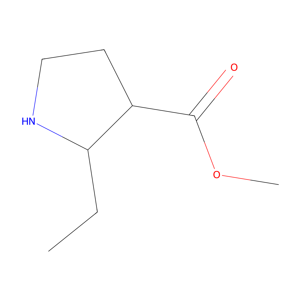 Methyl 2-ethylpyrrolidine-3-carboxylate molecular structure, CAS 1784646-91-8