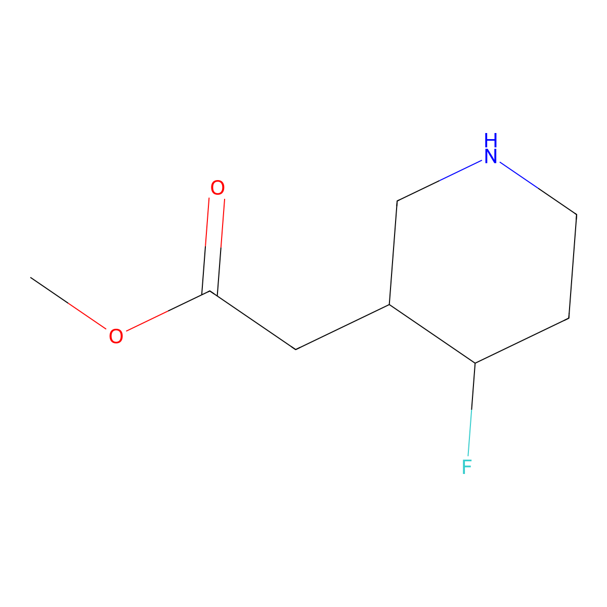 Methyl 2-(4-fluoropiperidin-3-yl)acetate molecular structure, CAS 1784652-42-1
