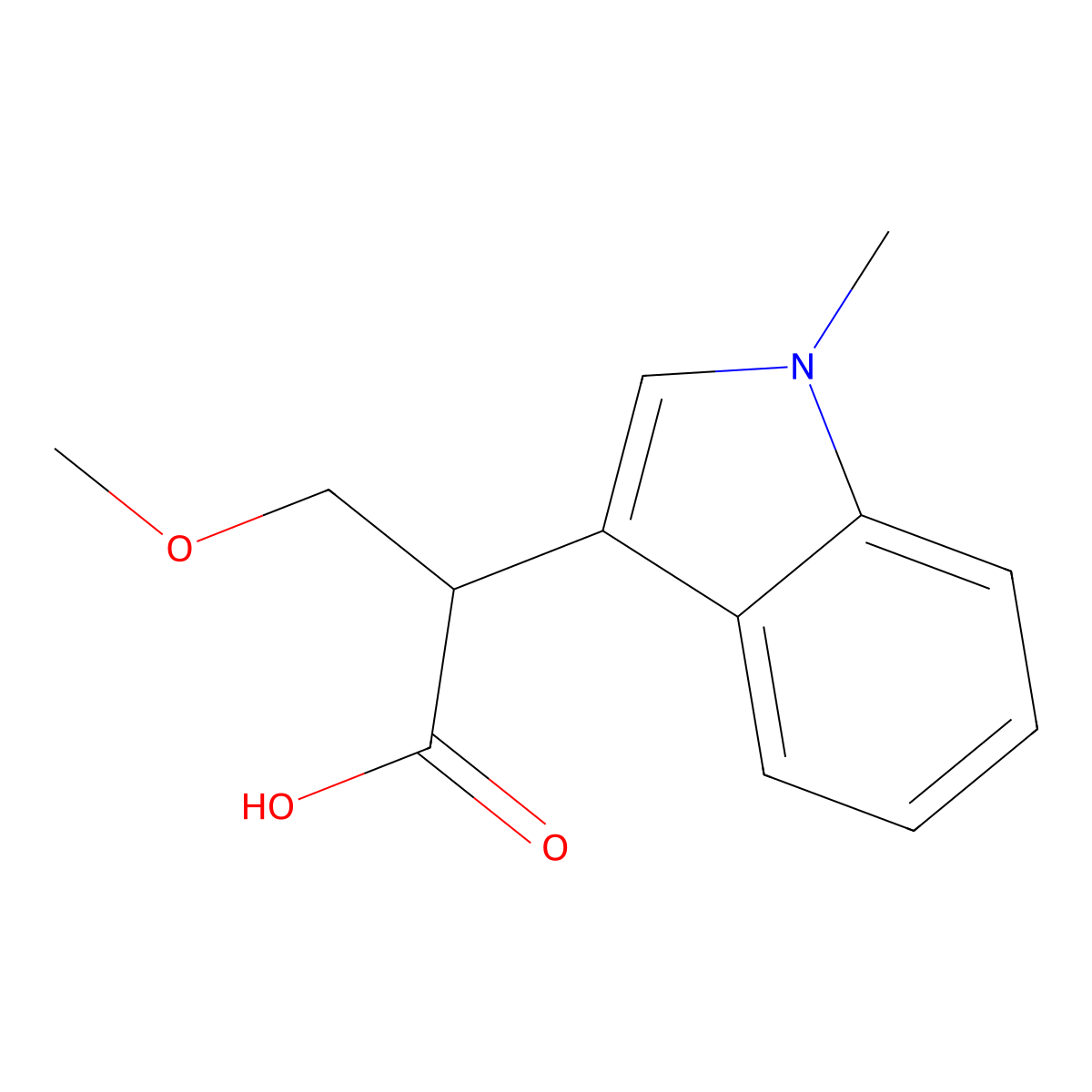 3-methoxy-2-(1-methyl-1H-indol-3-yl)propanoic acid molecular structure, CAS 1784658-41-8