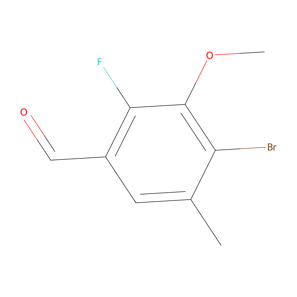 4-Bromo-2-fluoro-3-methoxy-5-methylbenzaldehyde molecular structure, CAS 1784665-86-6